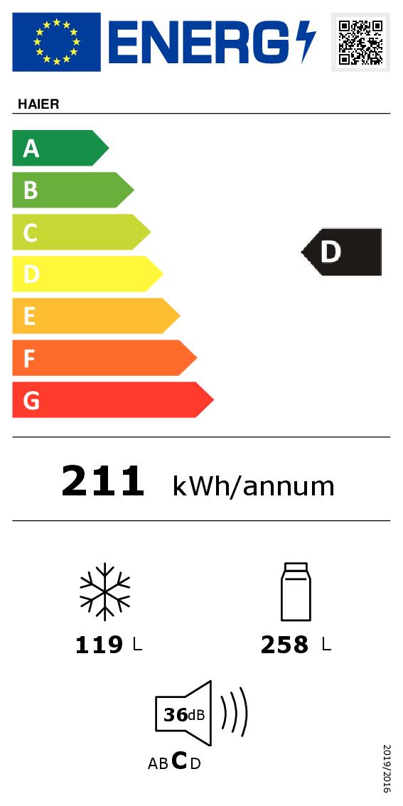 HAIER COMBI 377LT CE.D NOFROST INV. WIFI INOX mod. HDW1620DNPK