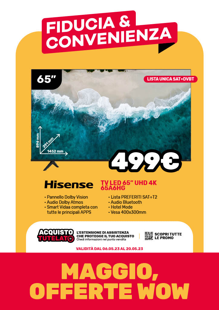 SMART TV HISENSE 65" mod. 65A6HG