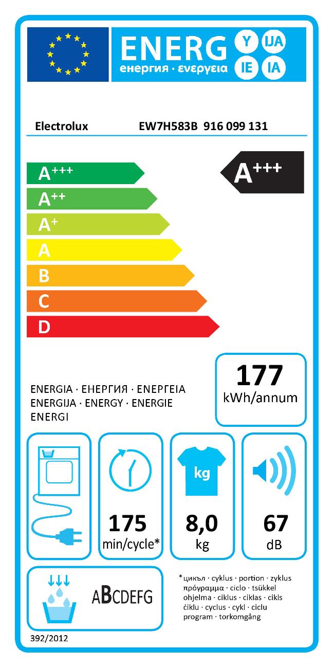 ELECTROLUX ASCIUG.C/FRONT 8KG CL.A+++ INVERTER mod. EW7H583B