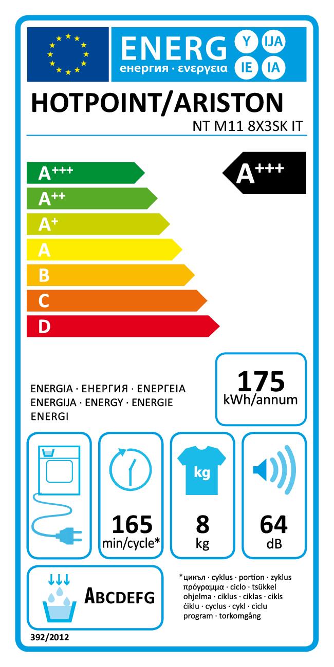 HOTPOINT-ARISTON ASCIUG.C/FRONT 8KG CL.A+++ INVERTER mod. NTM118X3SKIT