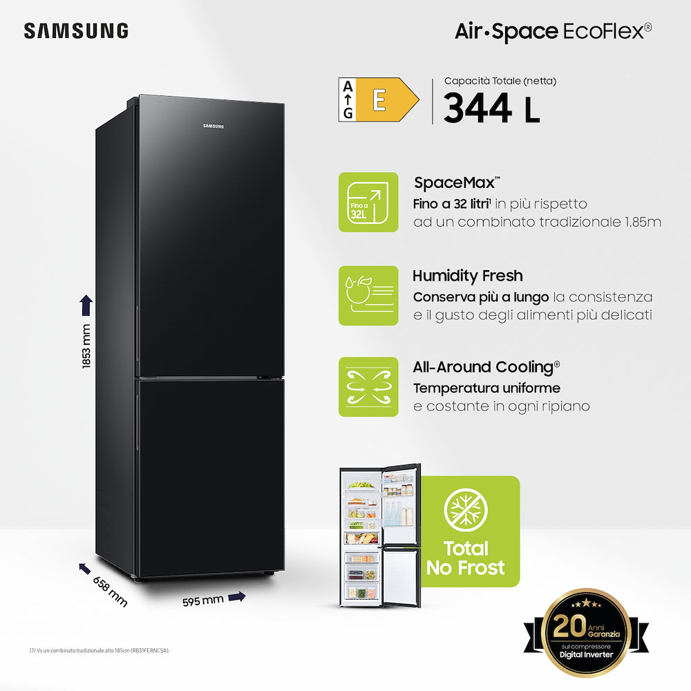 SAMSUNG COMBI 344LT CE.E NOFROST INVERTER BLACK mod. RB33B610EBN