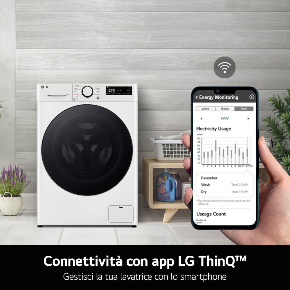 LG LAVATRICE FRONT 9KG 1400G. CE.A-40% INV VAP WIFI AIDD mod. F4R9009TPWC