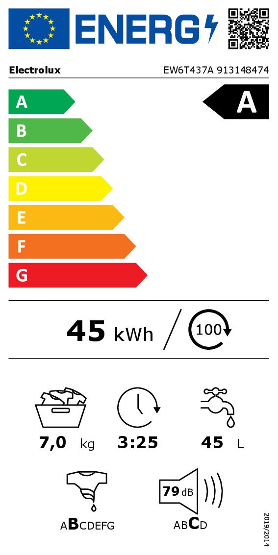 ELECTROLUX LAV.C/ALTO 7KG 1300GIRI CE.A LCD INV. VAPORE mod. EW6T437A