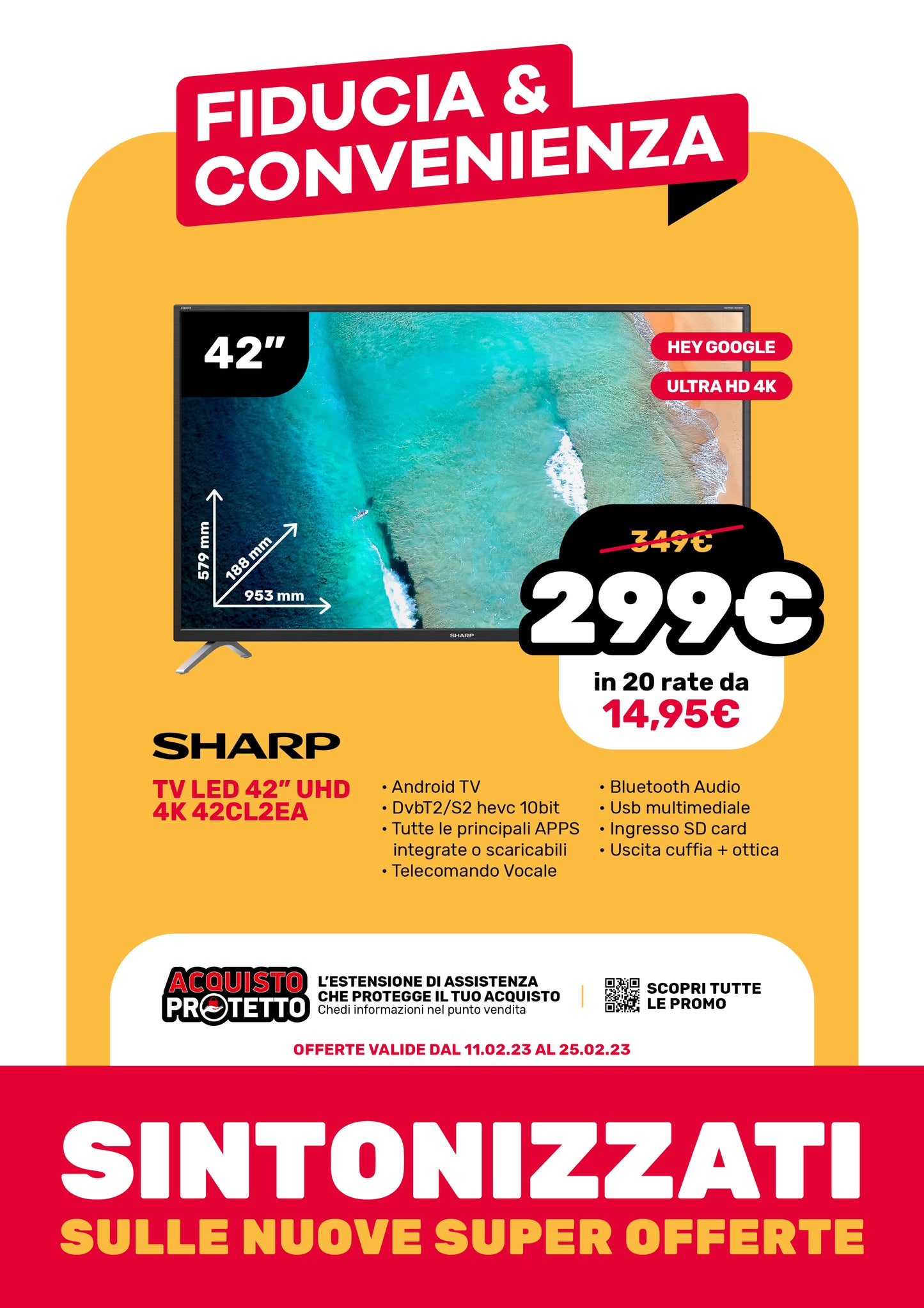 ANDROID TV SHARP 43" UHD 4K mod.  42cl2ea